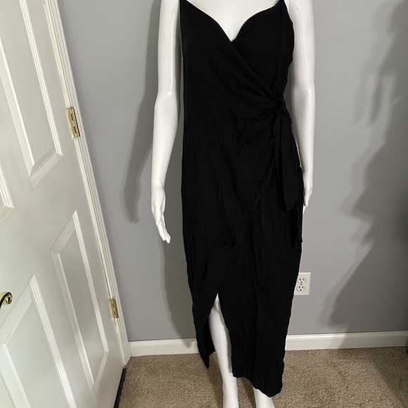 Zara Black Side Tie MIDI Dress Small - Picture 1 of 6